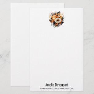 Orange Yellow Gray Blume Bouquet Briefpapier