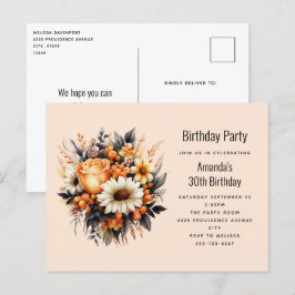Orange Yellow Gray Blume Bouquet Geburtstagsparty Postkarte