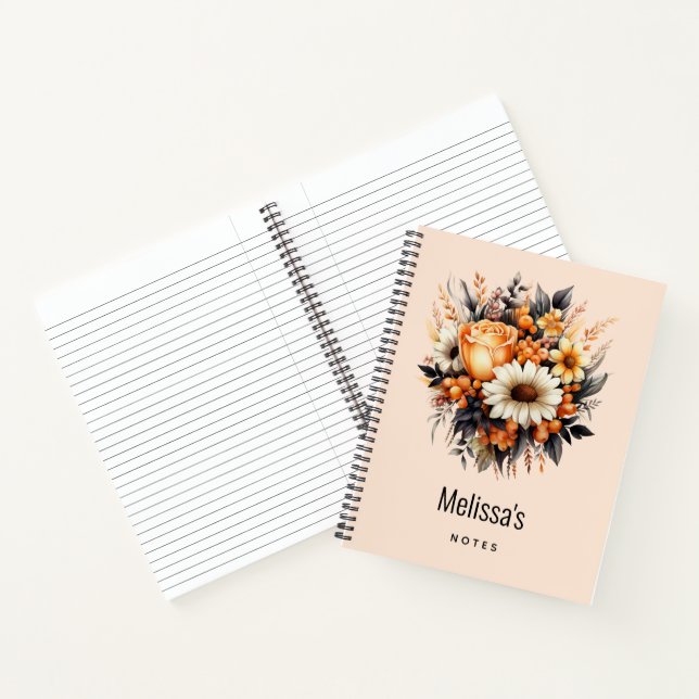 Orange Yellow Gray Blume Bouquet Notizbuch (Innenseite)