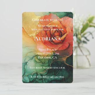 Orange Yellow Green Gold Floral Geburtstag Einladung