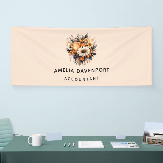 Orange Yellow Grey Blume Bouquet Business Banner (Messe)