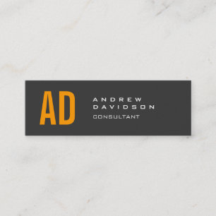 Orange Yellow Grey Monogram Modern Business Card Mini Visitenkarte