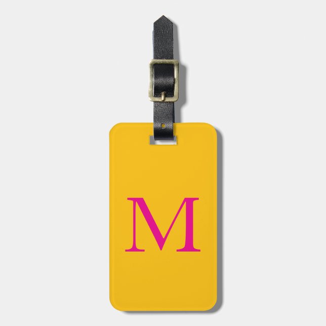 Orange Yellow Hot Pink Monogramme Geschenk für ein Gepäckanhänger (Vorderseite vertikal)