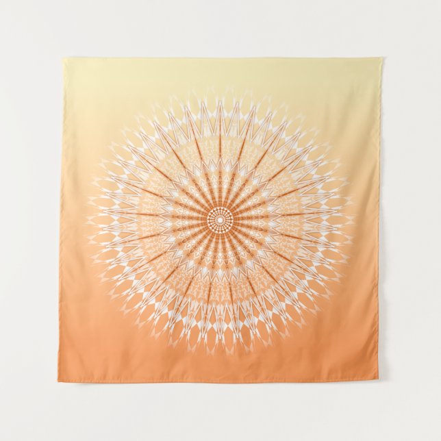 Orange Yellow Sun Mandala Wandteppich (Vorderseite)