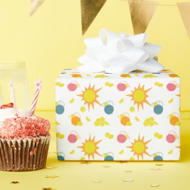 Orange Yellow Suns Yellow Lemons Geschenkpapier (Geburtstagsparty)