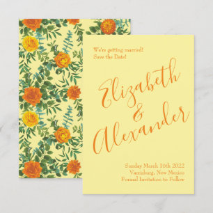 Orange Yellow Wedding Rose Spring Einladung