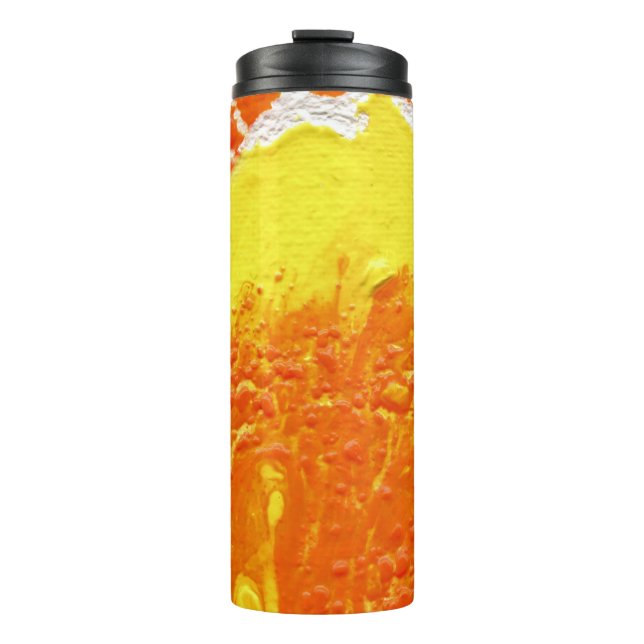 Orange Yellow White Abstrakt Thermosbecher (Vorderseite)
