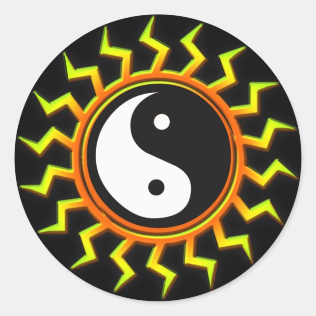 Orange Yin Yang Balanced Sun Runder Aufkleber (Vorderseite)