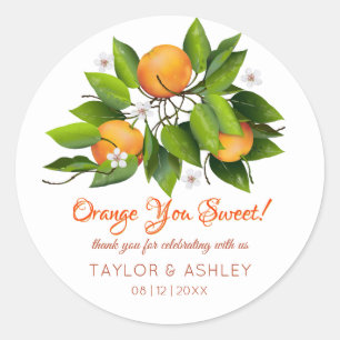 Orange You Sweet Fruit Hochzeit Runder Aufkleber