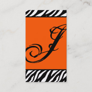 Orange Zebra Print Pattern Business Card Visitenkarte