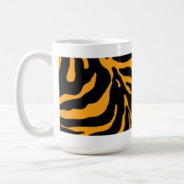 Orange Zebra Stripe Animal Print Kaffeetasse (Links)