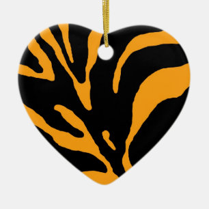 Orange Zebra Stripe Animal Print Keramik Ornament