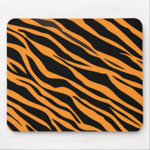 Orange Zebra Striped Mousepad
