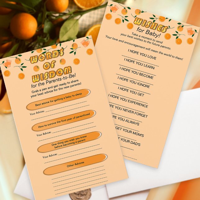 Orange Zest Citrus Baby Dusche Trendy Advice Card (Von Creator hochgeladen)