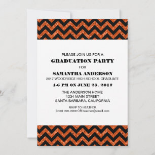 Orange Zickzack Glitzer Graduation Party - Einladu Einladung