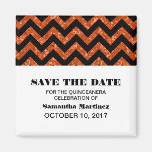 Orange Zickzack Glitzer Quinceañera Magnet