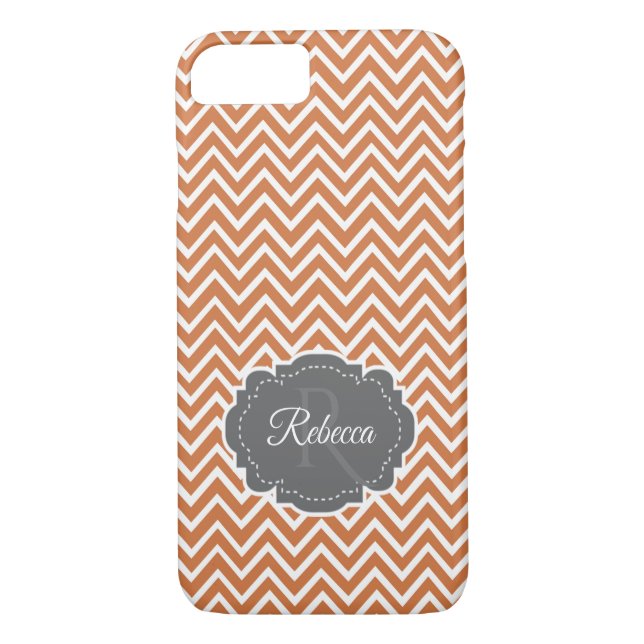 Orange Zickzack Personalisiert iPhone Case (Rückseite)
