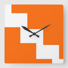 Orange Zickzack Wand-Uhr Quadratische Wanduhr