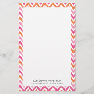 Orange Zigzag Ikat-Muster Briefpapier