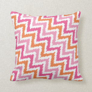 Orange Zigzag Ikat-Muster Kissen