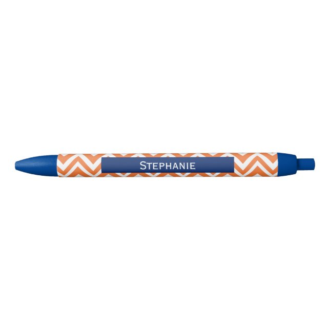 Orange Zigzag Muster mit Royal Blue Kugelschreiber (Vorderseite)