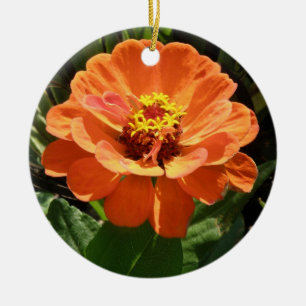 Orange Zinnia Custom Geburtstag Keramik Ornament
