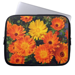 Orange zinnia florale Laptop-Hülle Laptopschutzhülle