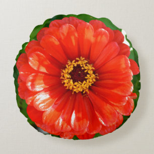 Orange Zinnia Rundes Kissen