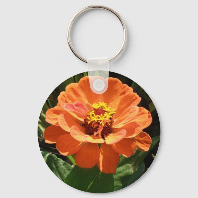 Orange Zinnia Schlüsselanhänger (Vorderseite)