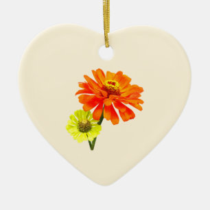 Orange Zinnia und Gelbzinnie Keramikornament