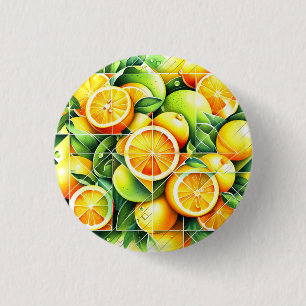 Orange-Zitrone-Botanisch-Citrus-Geometrisch Button