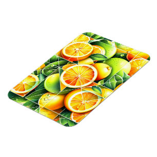 Orange Zitrone Botanisch Zitrus Geometrisch Magnet