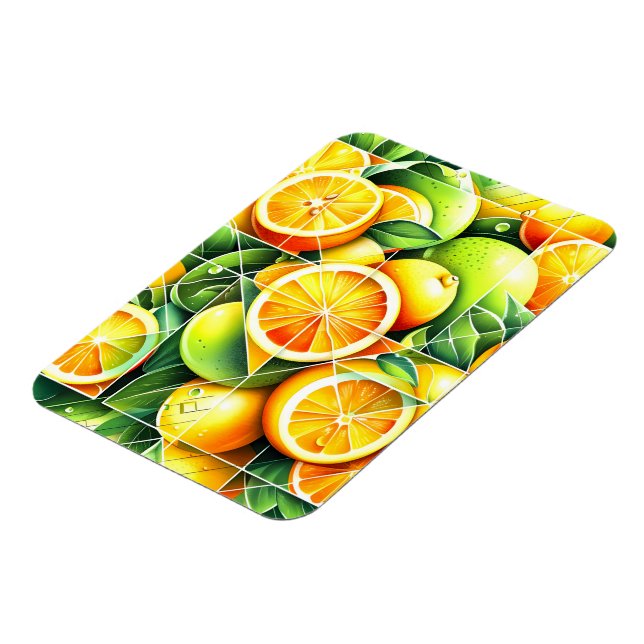Orange Zitrone Botanisch Zitrus Geometrisch Magnet (Linke Seite)