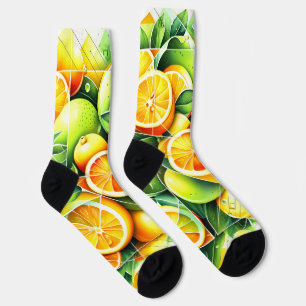 Orange Zitronen Botanische Zitrusschalen Geometris Socken