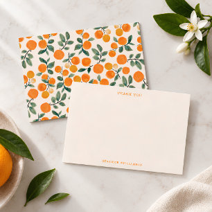 Orange Zitrus-Wasserfarbe Chic Sommer Personalisie Dankeskarte