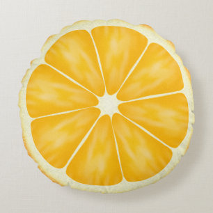 Orange Zitrusfrucht-Scheibe Rundes Kissen
