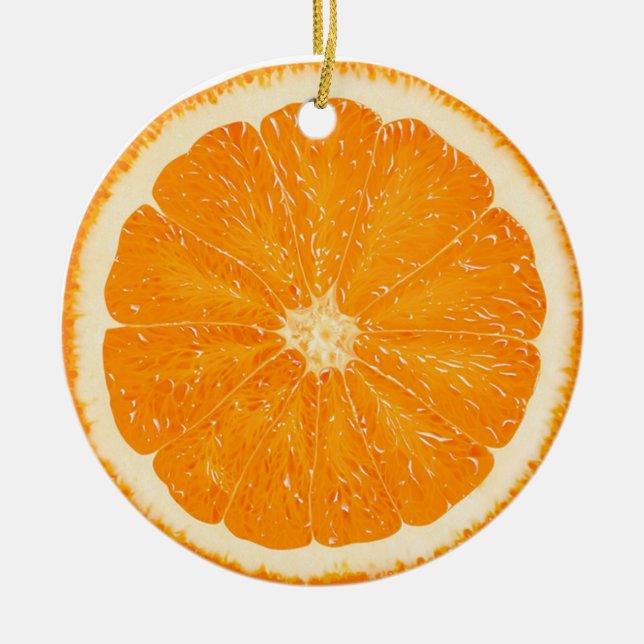Orange Zitrusfruchtverzierung Keramikornament (Vorne)