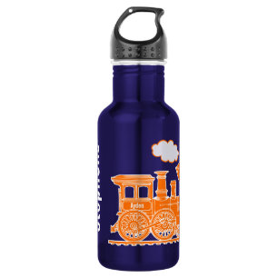 Orange Zug Kinder voller Name Teal Trinkflasche