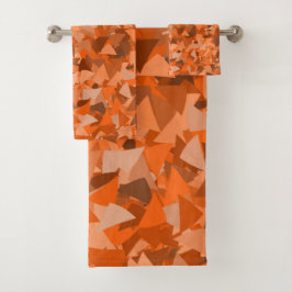 Orangebraunes Dreieckmuster Badhandtuch Set