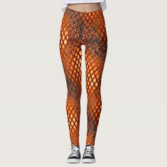 OrangeBrown-Design, das wie ein Jute-Netzwinkel au Leggings (Vorderseite)