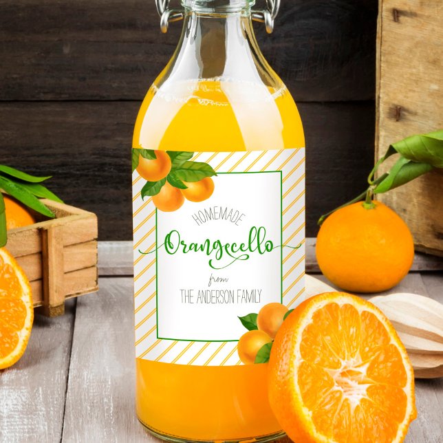 Orangecello Aquarellorangen individuelle Name Skri Weinetikett (Von Creator hochgeladen)