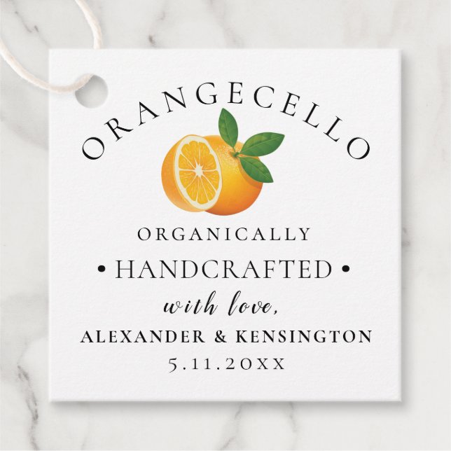 Orangecello FlaschenWedding Geschenkanhänger (Vorderseite)