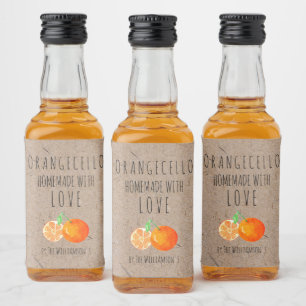 Orangecello Homemade mit Liebe Kraft Paper Alkoholflaschenetikett