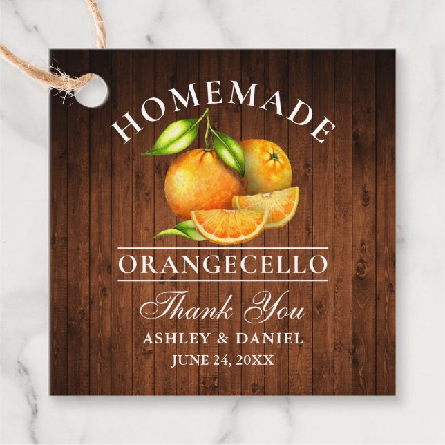 Orangecello Wedding Geschenkanhänger (Vorderseite)