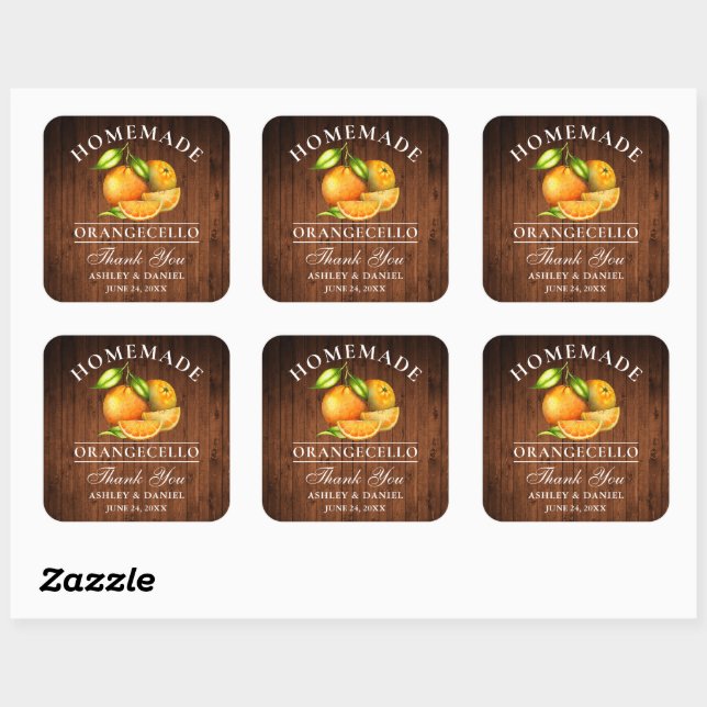 Orangecello Wedding Quadratischer Aufkleber (Blatt)