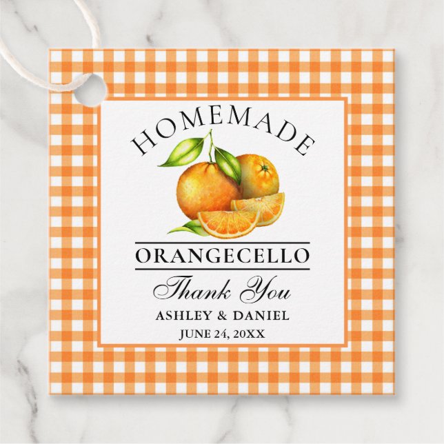 Orangecello Wedding Vielen Dank Geschenkanhänger (Vorderseite)