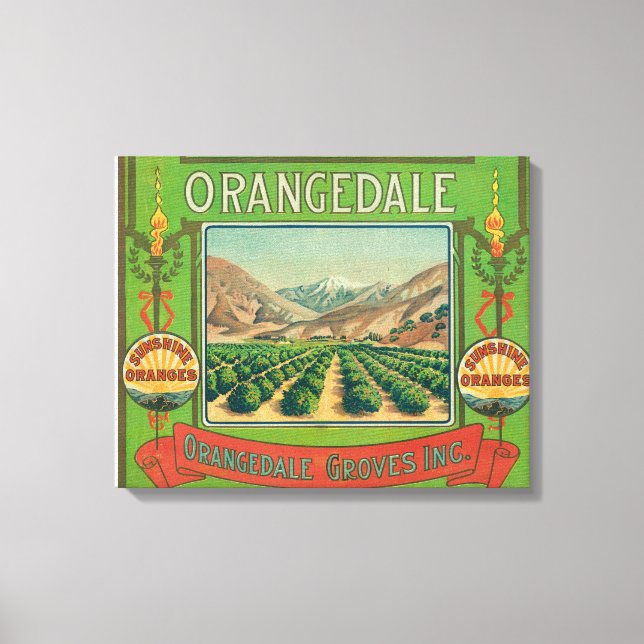 Orangedale Orange LabelRedlands, CA Leinwanddruck (Vorderseite)