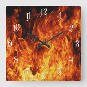 Orangefarben Quadratische Wanduhr