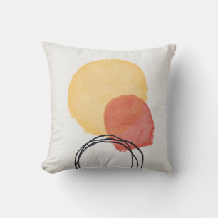 Orangefarbene, Abstrakte Aquarellformen Kissen