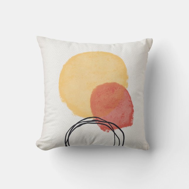 Orangefarbene, Abstrakte Aquarellformen Kissen (Vorderseite)